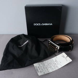 新品未使用*DOLCE & GABBANA/ドルチェ＆ガッバーナ/イタリア製定価29,400円/箱付き/保存袋付き/エナメルベルト/ブラック/黒