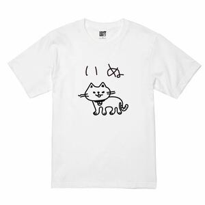 新 USOT うそT いぬねこ おもしろTシャツ 半袖Tシャツ かわいい パロディ WHITE 白 ホワイトTee ゆるい XL