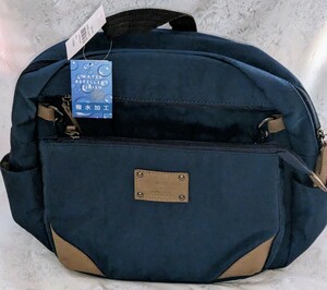 [ prompt decision ] unused *3WAY daypack 6490 jpy shoulder pouch attaching PRIMU CRESCENT tag attaching / beautiful goods water repelling processing navy * free shipping ( takkyubin (home delivery service) )