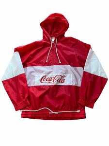 ●●vintage 90's Coca Cola コカコーラ POナイロンJKTパーカー 3/M 赤白●●