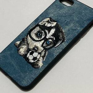  new goods embroidery. . dog. iphone case 7/8/SE2.3 for stylish Denim color animal good-looking soccer ball soccer glasses dog 
