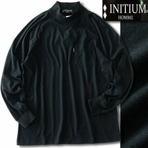 新品 イニシウムオム ハイネック ジャージー カットソー M 黒 【96-3T01_BK】 INITIUM HOMME メンズ 長袖 モックネック ストレッチ_画像1