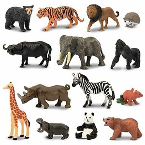 TOYMANY　ミニ動物フィギュア 14PCSミニ野生動物フィギュアセット　リアルな動物模型　動物園主題　ミニモデル　人気動物　おもちゃ　玩具