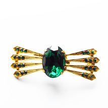 vintage　emeraldgreen rhinestone brooch_画像1