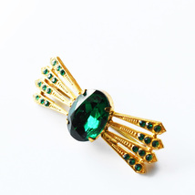 vintage　emeraldgreen rhinestone brooch_画像2