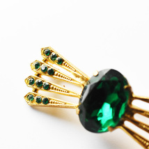 vintage　emeraldgreen rhinestone brooch_画像4