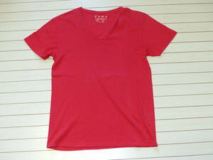 ZARA ザラ zara BASIC Ｖネック Tシャツ 赤 レッド RELAXED FIT！ 送料１８５円!! USED!!