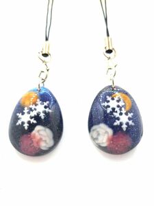 ＊ハンドメイド＊　レジン×ストラップ　　雪月花　雫　2ケセット