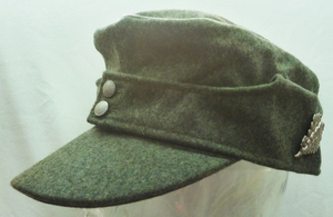 送料無料!ドイツ軍 将校用M43規格帽 猟兵帽章（柏葉章）付き サイズ約57.5センチ フィールドグレー（陸軍 軍帽 戦闘帽 軍服