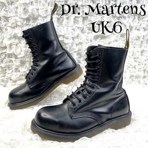 s108【美品/入手困難】 Dr. martens【ドクターマーチン】スチールトゥ 10ホール ショートブーツ レースアップ プレーン 黒ミリタリー 軍物