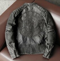 ハレーバイクレザージャケット 上品　本革 高級　牛革　ユーズド加工　ライダースジャケット 革ジャン Ｓ～5XL_画像2