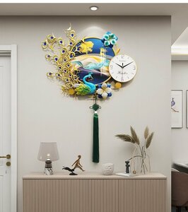 豪華 極美品　アナログ時計　クジャク　孔雀　壁掛け時計　静音　電池式　家庭用