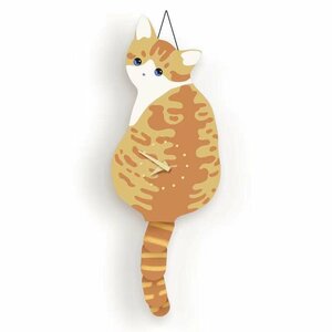 壁掛け時計　INS風　しっぽ振る猫　猫　芸術　時計　寝室用　リビング　インテリア　かわいい