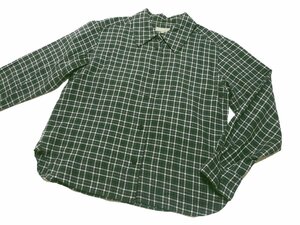 ☆美品☆マーガレットハウエル/コットンカシミヤ混チェック柄長袖ネルシャツ：2/緑系ni783