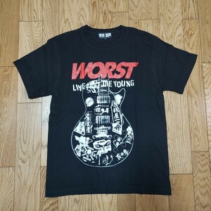 墓場の画廊 ＷＯＲＳＴ ギターＴシャツ（鈴蘭　鳳仙　武装戦線　天地軍団　漆黒の蠍　E.M.O.D 萬侍帝國）ブラック Mサイズ クローズ