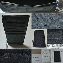 新品本物 ボッテガ ヴェネタ BOTTEGA VENETA ヒト味違う高級感 リアルオーストリッチ本革レザーミニ財布 カードケース 黒 ブラック BLACK_画像7