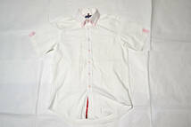 430　CHRISTIAN　ORANI　洋服の青山　半袖ボタンダウンシャツ　ホワイト×ピンク　LLサイズ_画像1