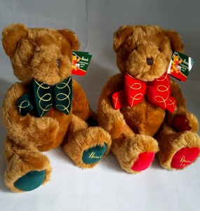 新品 タグ付 2体セット HAL ハロッズ Harrods Teddy Bear テディベア 30cm 1997年 クリスマス ぬいぐるみ ふわふわ 希少レア 