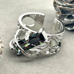  циркон Stone серебряное кольцо * кольцо мужской серебряный 925 19 номер S кольцо новый товар не использовался открытый кольцо Street [PN326-0]
