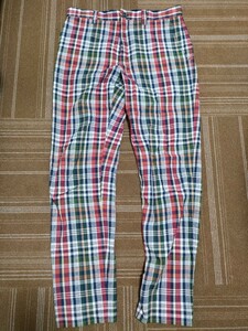  size :2 made in Japan beautiful goods Hollywood Ranch Market ma gong s check pants cotton long pants H.R.MARKET