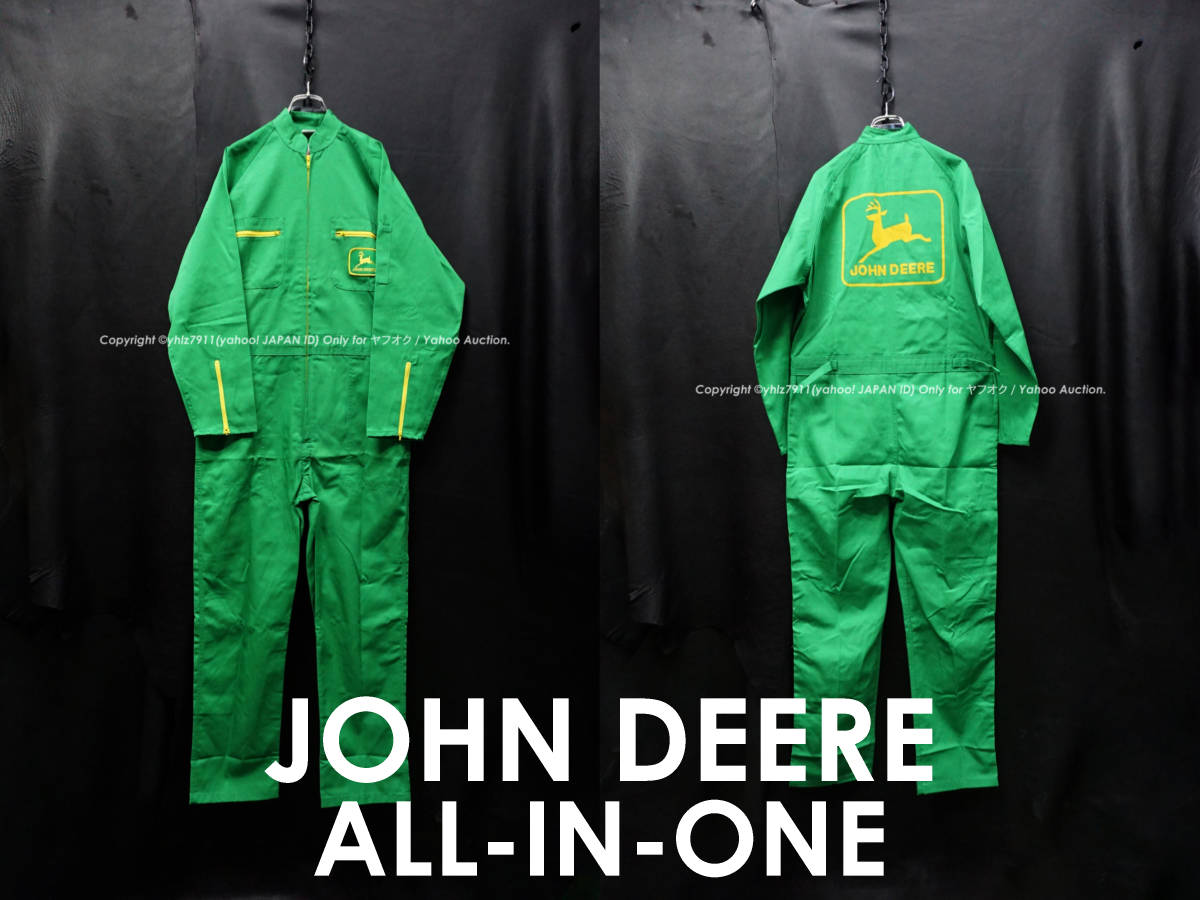 JOHN DEERE つなぎ LL メンズ 作業服 グリーン 刺繍-