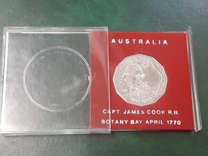 ヴィンテージコイン オーストラリア キャプテン.クック ボタニー湾上陸200年記念 50セント硬貨 専用プラスチックケース