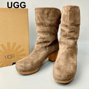 美品 UGG アグ ブーツ 2WAY スエード ボア ロールアップ 24cm レディース B92319-50