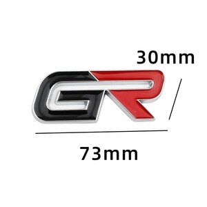 【送料無料】GR(ガズーレーシング) 3Dエンブレム（両面テープ） 黒/赤/メッキ 横7.3cm×縦3cm×厚さ4mm ① TOYOTA GAZOO Racing