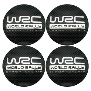 【送料無料】WRC ホイールキャップ(メッキシルバー)+シール 60ｍｍ カーボン柄 一台分(４個) ① スバル SUBARU