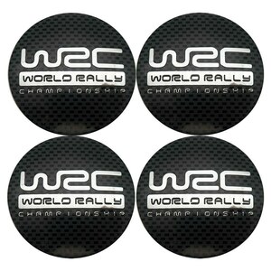 【送料無料】WRC ホイールキャップ(メッキシルバー)+シール 60ｍｍ カーボン柄 一台分(４個) ② スバル SUBARU