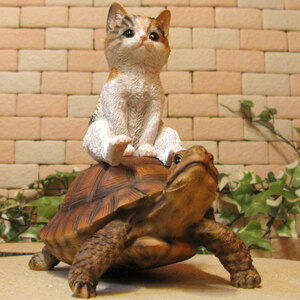  real .. cat . turtle. ornament garden objet d'art,. part shop. interior also three wool cat turtle objet d'art cat figure .. ornament 