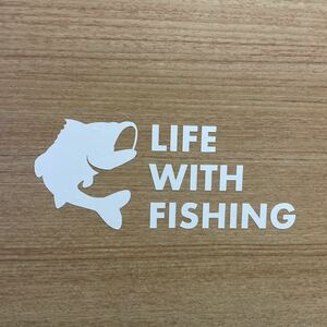 53. [ free shipping ] fishing LIFE WITH FISHING cutting sticker fishing outdoor [ new goods ]