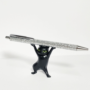新品 猫雑貨 ネコ ペンホルダー ペン置き ブラック 黒 アクセサリー置き 雑貨 置き物 オブジェ 置物 飾り 文房具