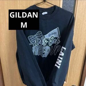 GILDAN黒スウェットロゴ プリント 古着 ストリート系 男女兼用 ダボっと