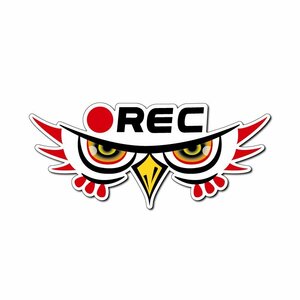 (反射) ドラレコふくろうステッカー REC大 レッド ドライブレコーダー 録画 記録 車 REC ステッカー 安全運転 煽り防止