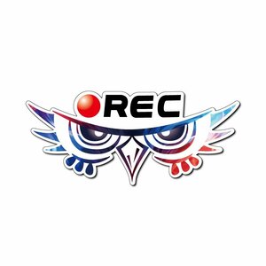 (反射) ドラレコふくろうステッカー REC大 ファイヤー ドライブレコーダー 録画 記録 車 REC ステッカー 安全運転 煽り防止