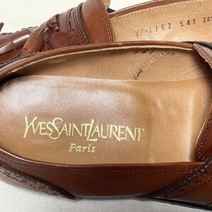 【Yves Saint Laurent】イヴ・サンローラン タッセル Uチップ スリッポン レザーシューズ 革靴 24.5cm ブラウンの画像8