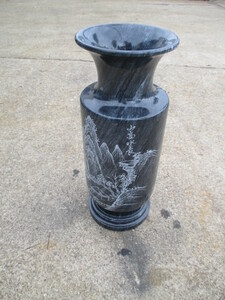 山高水長大理石　花瓶　壺　　飾り壺　高さ45cm　インテリア　花を活けたり、傘立て　　　（Ａｓ）