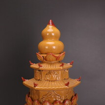 後周時期　黄釉　古磁の座蓮仏像と仏塔仏セット_画像8