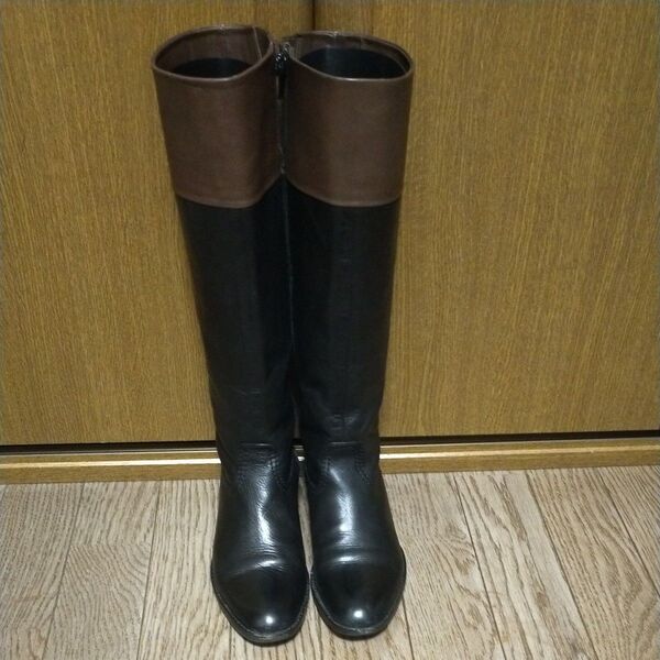 ROPE ロングブーツ Black&Brown サイズ36 本革