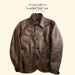 【Limited Collection】RRL “Leather Car Coat” M レザー ジャケット カーコート カウハイド ヴィンテージ Ralph Lauren ブラウン