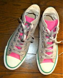 即決・送料込★ CONVERSE コンバース★キャンバス ハイカットスニーカー ALL STAR 6J1001A97★灰ｘピンクｘ緑 US4.5 (23.5㎝)