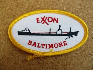 80s EXXON BALTIMORE エクソンモービル企業 石油ビンテージ ワッペン /エネルギー シルクスクリーンプリント アメリカ USA パッチ アメカジ