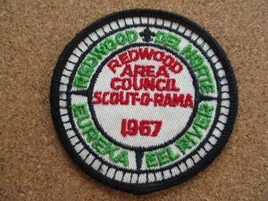 60s ボーイスカウト カリフォルニア レッドウッド ビンテージ刺繍ワッペン/ ガールスカウト グッズ カスタムUSAパッチBOY SCOUTアメリカ