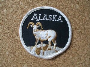 70s ALASKA アラスカ ドールシープワッペン/北極Dall Sheepダール羊アニマルやぎビンテージ旅行Vintageひつじ動物USAスーベニアPATCH D16