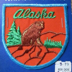 70s ALASKA PATCHES アラスカ熊ワッペン/クマ北極ビンテージVintageアウトドア登山キャンプくまハイキングUSA自然アメリカPATCH D16の画像2