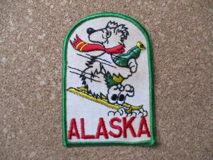 70s ALASKA アラスカ 白熊 ワッペン/BEERシロクマUrsus maritimusスキーSKI北極ビンテージ旅行Vintage白クマUSAかわいいアPATCH D16