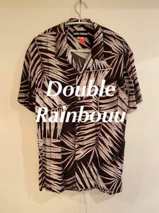 Double Rainbouu アロハシャツ ハワイアンシャツ 開襟 ブラック オープンカラー 半袖 シャツ レーヨン ② 