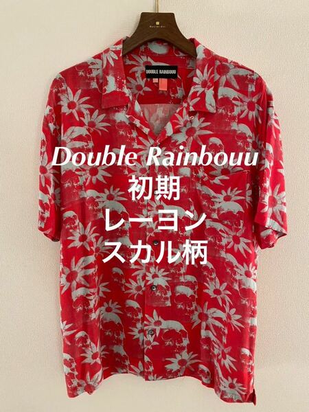 Double Rainbouu アロハシャツ ハワイアンシャツ 開襟シャツ シャツ スカル オープンカラー 半袖シャツ レーヨン