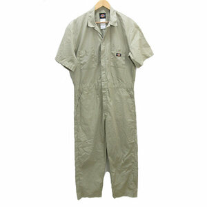 y■ディッキーズ/DICKIES 薄手 半袖オーバーオール/つなぎ■ベージュ【メンズL】MENS/278【中古】